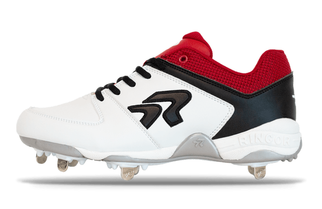 Rokey Women's Flite Metal Softball Cleats Size 7 Black - Enhanced Traction and Comfort - White/Red/Blue