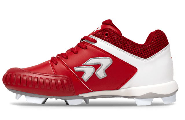 Rokey Softball Cleats Size 7 Black - Enhanced Grip with Pitching Toe for Performance - Red
